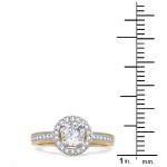 White and Gold 1ct TDW Diamond Halo Engagement Ring . - Handcrafted By Name My Rings™