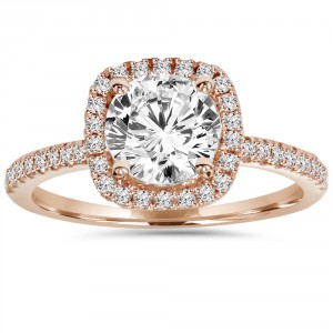 Eco-friendly Rose Gold 1.25 ct TDW Lab-grown Diamond Halo Ring - Handcrafted By Name My Rings™