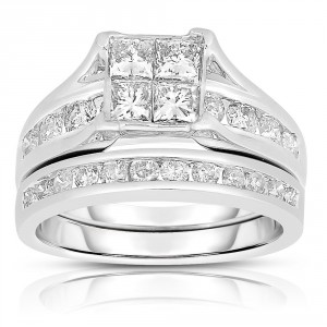 White Gold 2ct TDW Diamond Composite Bridal Set - Handcrafted By Name My Rings™