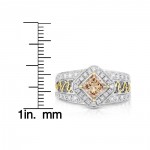 Two-tone Gold 2ct TDW Champagne and White Diamond Ring - Handcrafted By Name My Rings™
