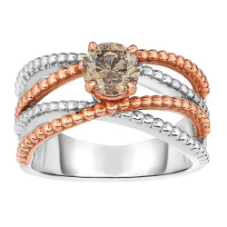 Two-tone Gold 7/8ct TDW Champagne Diamond Solitaire Ring - Handcrafted By Name My Rings™