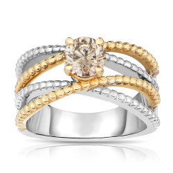 Two-tone Gold 7/8ct TDW Champagne Solitaire Diamond Ring - Handcrafted By Name My Rings™