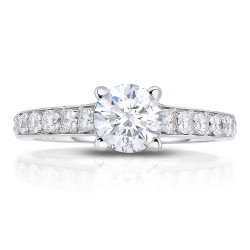 White Gold 1 3/8ct TDW Diamond Side-Stone Engagement Ring - Handcrafted By Name My Rings™