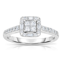 White Gold 1/2ct TDW Mixed Baguette and Princess-cut Diamond Ring - Handcrafted By Name My Rings™