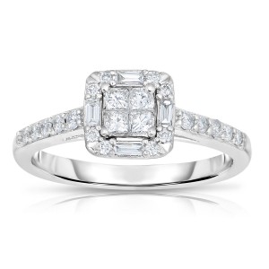 White Gold 1/2ct TDW Mixed Baguette and Princess-cut Diamond Ring - Handcrafted By Name My Rings™
