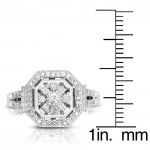 White Gold 1/2ct TDW Round and Baguette Multi Stone Diamond Ring - Handcrafted By Name My Rings™