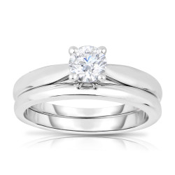 White Gold 1/2ct TW Soliatire Wedding Set - Handcrafted By Name My Rings™