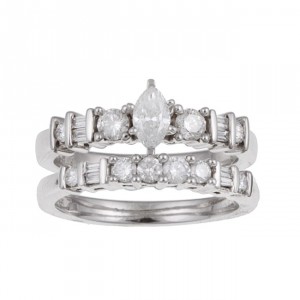 White Gold 1ct TDW Diamond Bridal Ring Set - Handcrafted By Name My Rings™