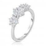 White Gold 1ct TDW Triple Flower Diamond Ring - Handcrafted By Name My Rings™