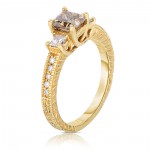Gold 1 1/2ct TDW Cognac and White Diamond Ring - Handcrafted By Name My Rings™