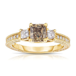 Gold 1 1/2ct TDW Cognac and White Diamond Ring - Handcrafted By Name My Rings™