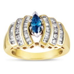 Gold 9/10ct TDW Stunning Blue Diamond Ring - Handcrafted By Name My Rings™