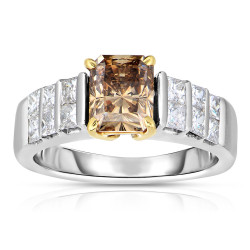 Two-tone Gold 2 3/4ct TDW Cognac and White Diamond Ring - Handcrafted By Name My Rings™