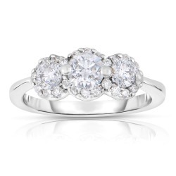 White Gold 1 1/4ct TDW Diamond 3-stone Ring - Handcrafted By Name My Rings™