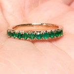 Emerald Eternity Band Ring Rose Gold - French Pave Prong Set Birthstone Stacking Ring - Handcrafted By Name My Rings™