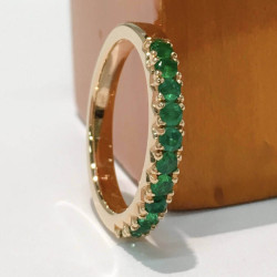 Emerald Eternity Band Ring Rose Gold - French Pave Prong Set Birthstone Stacking Ring - Handcrafted By Name My Rings™