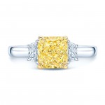 Estie G Gold and Platinum 1 3/5ct TDW GIA-certified Fancy Yellow and White Diamond Ring - Handcrafted By Name My Rings™