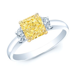 Estie G Gold and Platinum 1 3/5ct TDW GIA-certified Fancy Yellow and White Diamond Ring - Handcrafted By Name My Rings™
