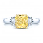 Estie G Gold and Platinum 2 5/8ct TDW Radiant GIA-Certified Fancy Yellow Diamond Ring - Handcrafted By Name My Rings™