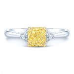 Estie G Platinum and Gold 1ct TDW GIA-certified Radiant Fancy Yellow Diamond Ring - Handcrafted By Name My Rings™
