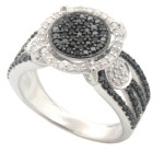 Fabulous 0.88ct Black Natural Diamond With Real Diamond Designer Engagement Ring - Handcrafted By Name My Rings™