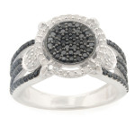 Fabulous 0.88ct Black Natural Diamond With Real Diamond Designer Engagement Ring - Handcrafted By Name My Rings™