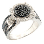 Fabulous 0.88ct Black Natural Diamond With Real Diamond Designer Engagement Ring - Handcrafted By Name My Rings™