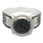 Fabulous 0.88ct Black Natural Diamond With Real Diamond Designer Engagement Ring - Handcrafted By Name My Rings™