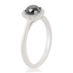 Fabulous 1.18Ct Round Brilliant Cut Black Diamond With Diamond Engagement Ring - Handcrafted By Name My Rings™
