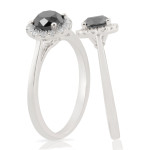 Fabulous 1.18Ct Round Brilliant Cut Black Diamond With Diamond Engagement Ring - Handcrafted By Name My Rings™