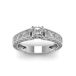 White Gold 1/2ct. TDW Princess-cut Diamond Solitaire Engagement Ring - Handcrafted By Name My Rings™