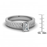 White Gold 1/2ct. TDW Radiant-cut Diamond Solitaire Milgrain Outline Engagement Ring - Handcrafted By Name My Rings™