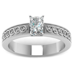 White Gold 1/2ct. TDW Radiant-cut Diamond Solitaire Milgrain Outline Engagement Ring - Handcrafted By Name My Rings™