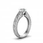 White Gold 1/2ct. TDW Round-cut Diamond Solitaire Heirloom Style Engagement Ring - Handcrafted By Name My Rings™