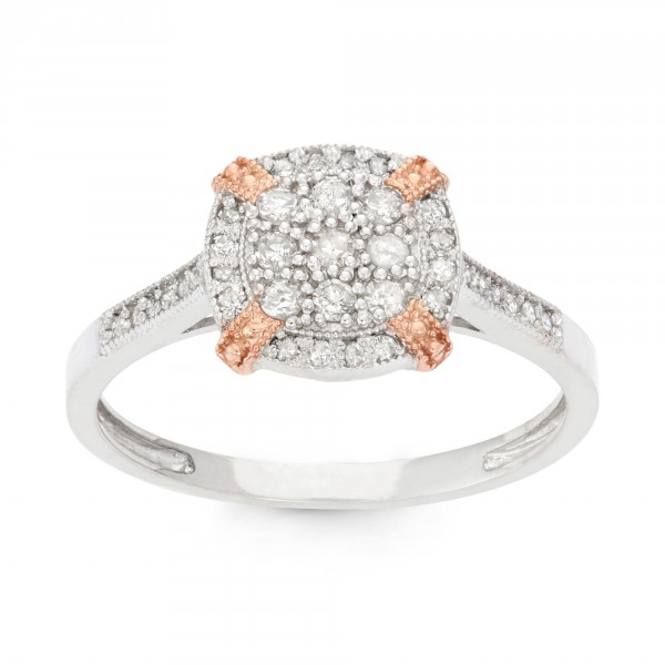 Gioelli Two-tone Gold 1/3ct TDW Diamond Cluster Ring - Handcrafted By Name My Rings™