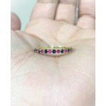 Half Eternity Band with Alternating Ruby and Blue Sapphire Shared Prong - Handcrafted By Name My Rings™