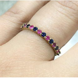 Half Eternity Band with Alternating Ruby and Blue Sapphire Shared Prong - Handcrafted By Name My Rings™