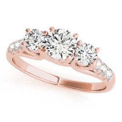 JewelMore Rose Gold 1/2ct TDW White Diamond Three-Stone Engagement Ring - Handcrafted By Name My Rings™