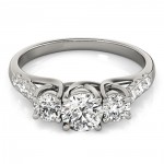 JewelMore White Gold 1/2ct TDW White Diamond Three-Stone Engagement Ring - Handcrafted By Name My Rings™