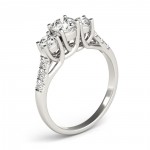 JewelMore White Gold 1/2ct TDW White Diamond Three-Stone Engagement Ring - Handcrafted By Name My Rings™