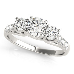 JewelMore White Gold 1/2ct TDW White Diamond Three-Stone Engagement Ring - Handcrafted By Name My Rings™