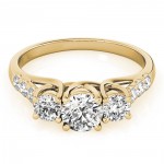 JewelMore Gold 1/4ct TDW White Diamond Three-Stone Engagement Ring - Handcrafted By Name My Rings™