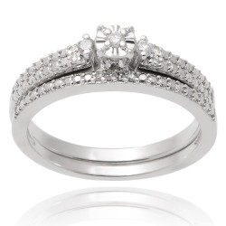 Journee Collection Sterling Silver Diamond 1/10 TDW Wedding Ring Set - Handcrafted By Name My Rings™