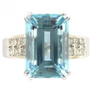 Kabella White Gold Emerald-cut Aquamarine 2/5ct TDW Diamond Ring - Handcrafted By Name My Rings™