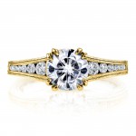 Kobelli Gold 1 1/4ct TCW Forever One Colorless Moissanite with Diamond Milgrain Channel Band Engagement Ring - Handcrafted By Name My Rings™