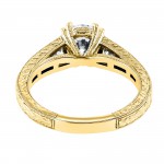 Kobelli Gold 1 1/4ct TCW Forever One Near Colorless Moissanite with Diamond Milgrain Channel Band Ring - Handcrafted By Name My Rings™