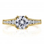 Kobelli Gold 1 1/4ct TCW Forever One Near Colorless Moissanite with Diamond Milgrain Channel Band Ring - Handcrafted By Name My Rings™