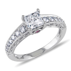 White Gold 1ct TDW Princess Diamond Ring - Handcrafted By Name My Rings™