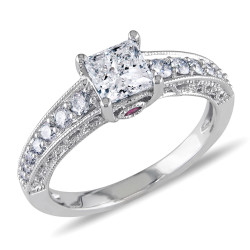 White Gold 1ct TDW Princess Diamond Ring - Handcrafted By Name My Rings™