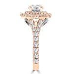 La Vita Vital Rose/ White Gold 1 4/5ct TDW Double Halo Diamond Engagement Ring - Handcrafted By Name My Rings™